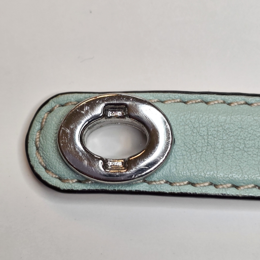 Coach Accessories Vintage Double Wrap Leather Turnlock Bracelet Eggshell Blue - Picture 5 of 9